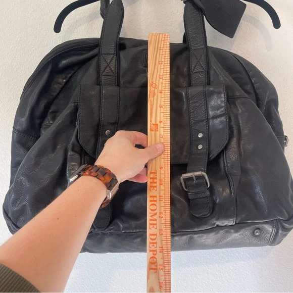 Rustic Town Black Leather Duffel Bag Casanova Travel - Picture 6 of 13